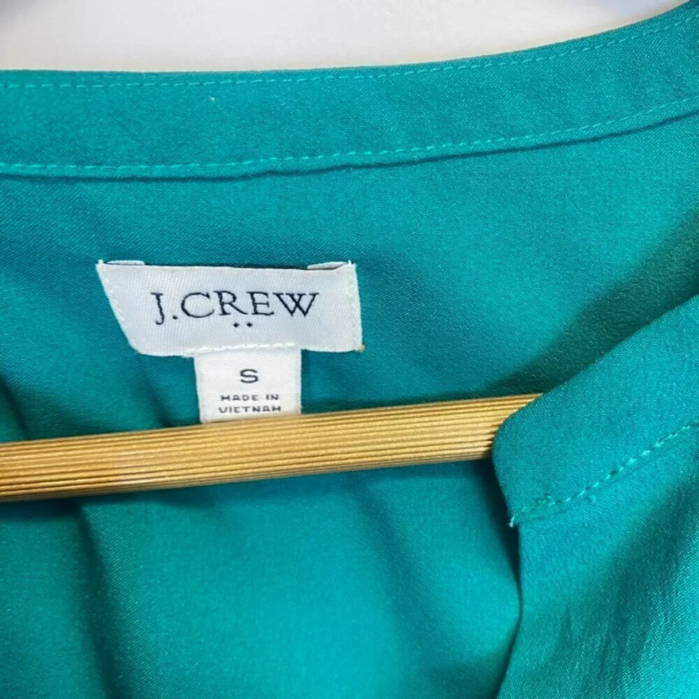 J. Crew Green V Neck Blouse